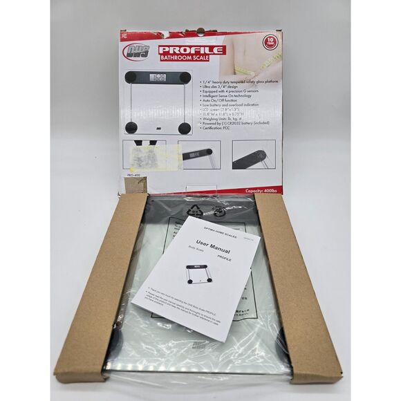 Optima Profile Digital Bathroom Scale "Sense Technology. Max Capacity 400lbs NWT - Picture 2 of 8